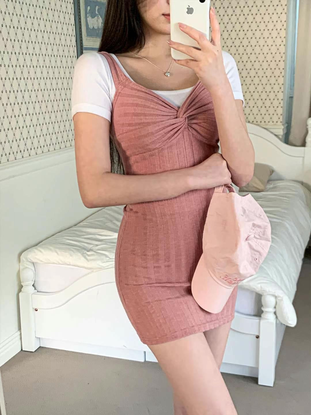 扭結蝴蝶結針織連身裙