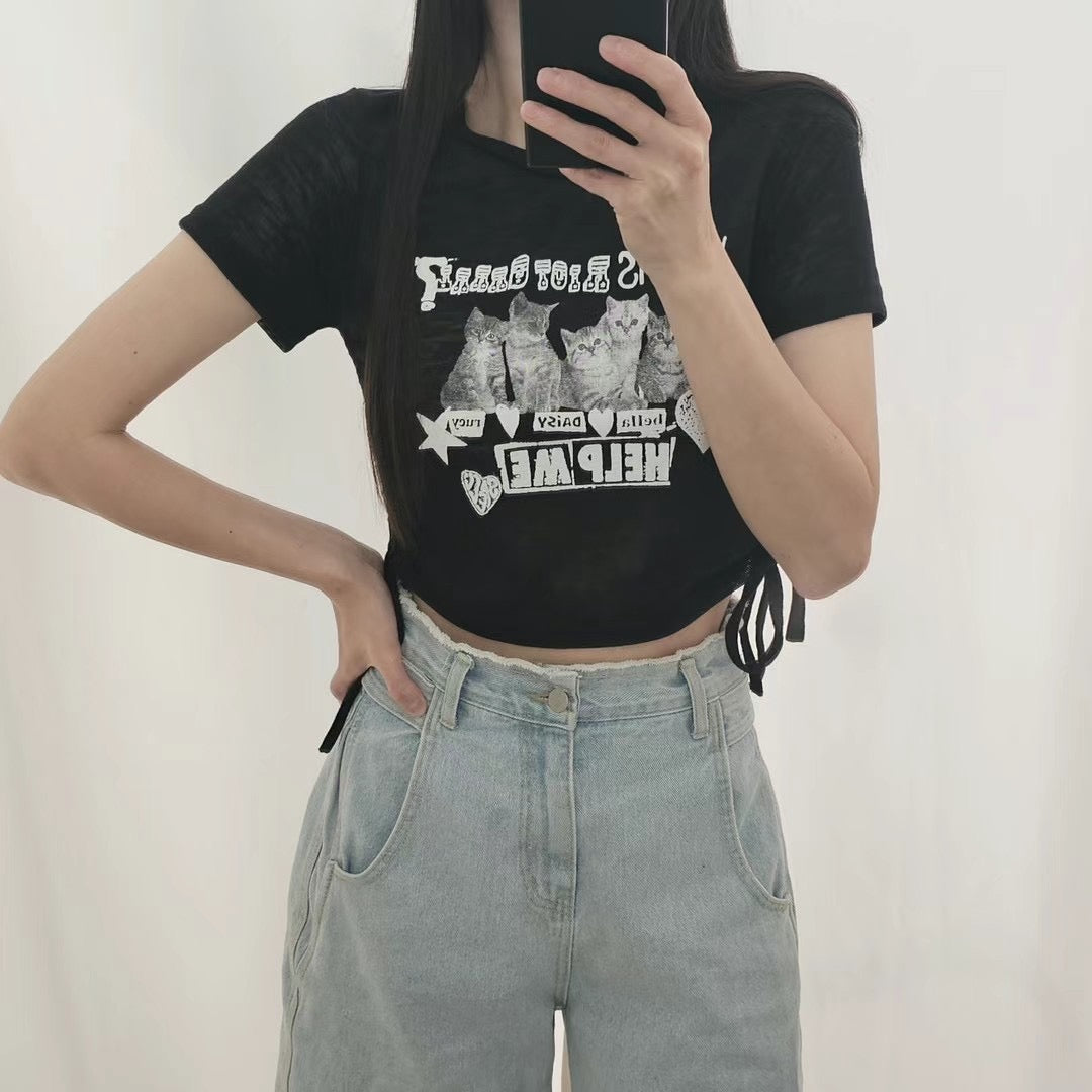 Help Me Cat Crop Tee