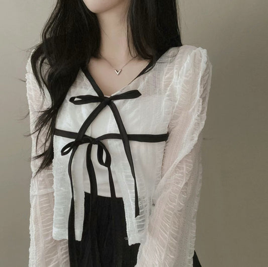 氣質透薄蝴蝶結Cardigans