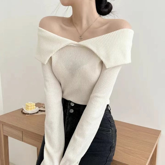 小性感蝴蝶領一字膊Top