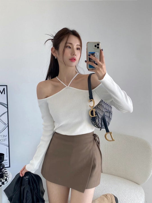 小性感V領掛脖長袖Top