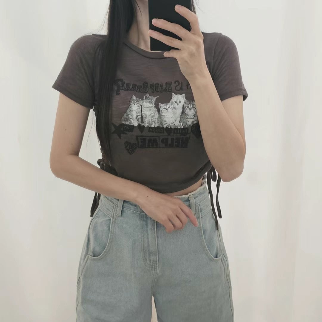 Help Me Cat Crop Tee