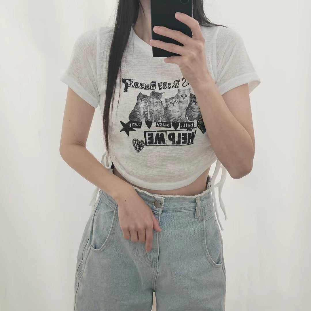 Help Me Cat Crop Tee