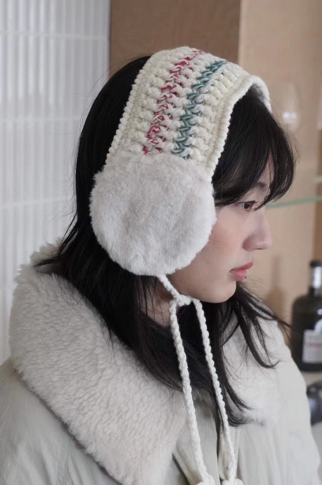 手工編織毛毛保暖耳罩