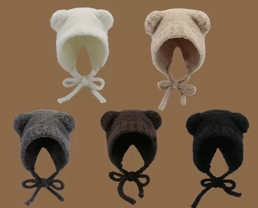[100%韓製] 可愛熊熊綁帶帽