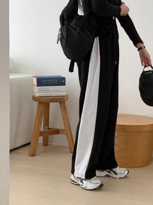 黑白間條休閒運動褲