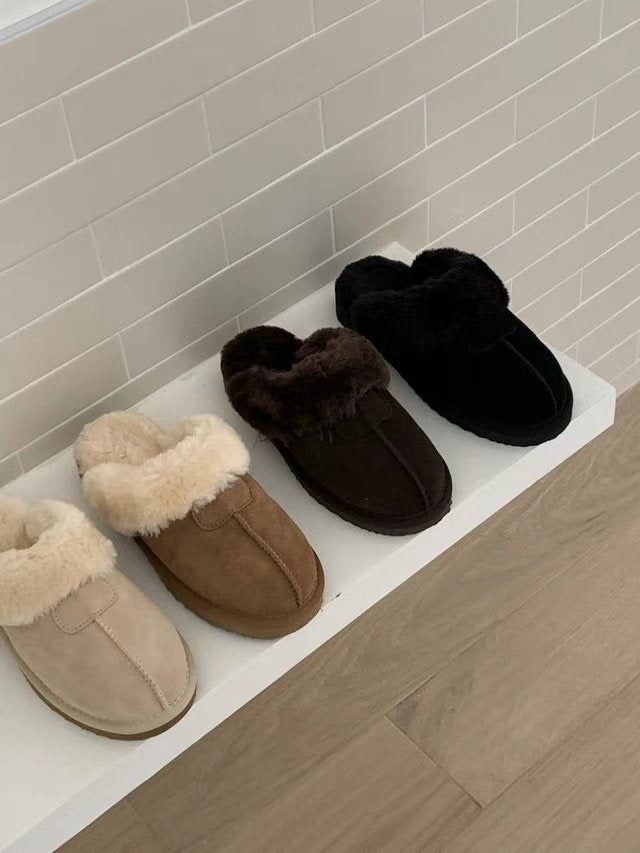 3cm增高!! Color Cashmere Leather Slipper