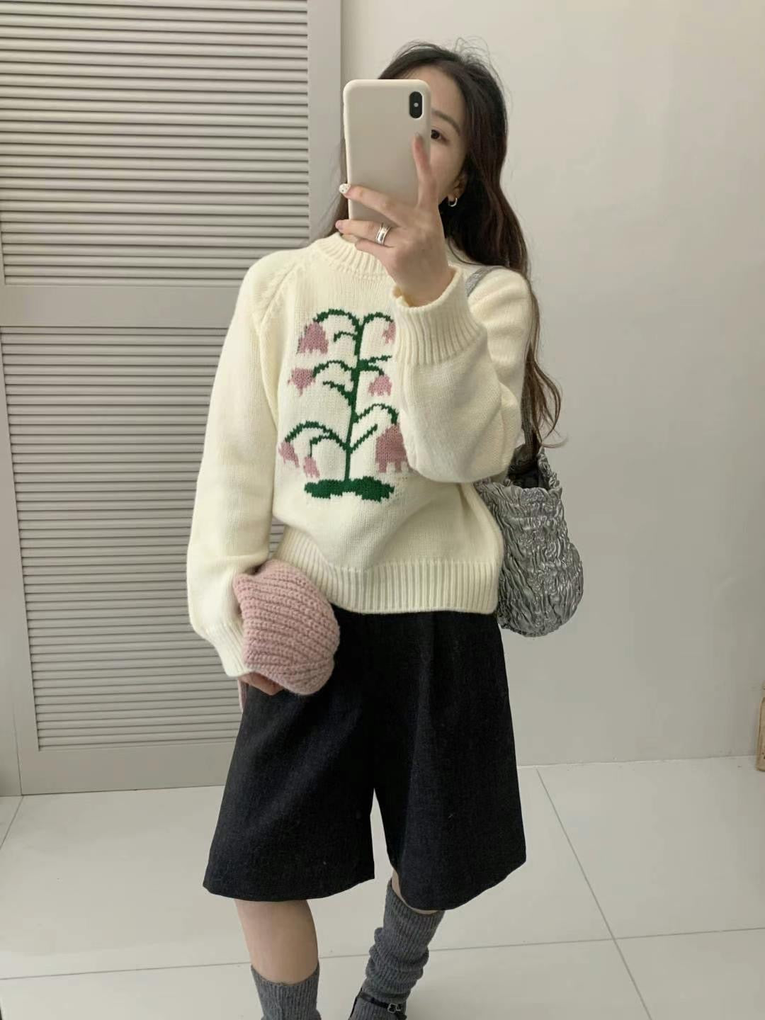 Flower Blossom Knit Sweater