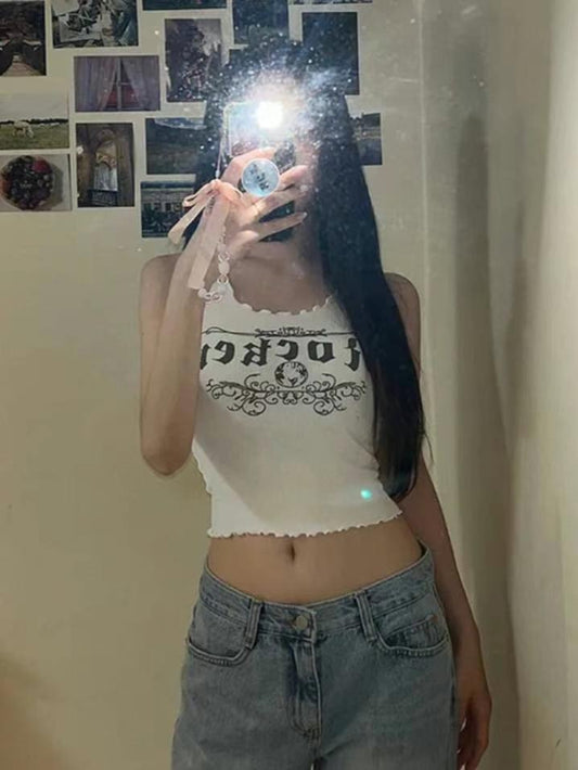 Y2k 木耳邊短版背心