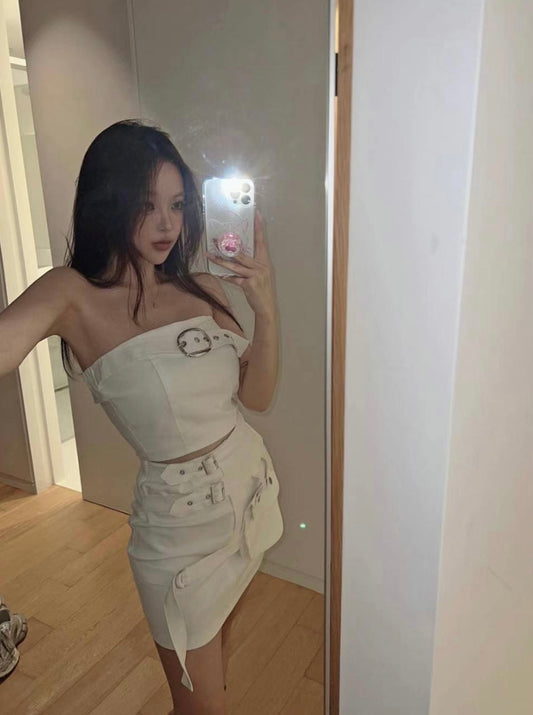 型格雙皮帶工裝裙