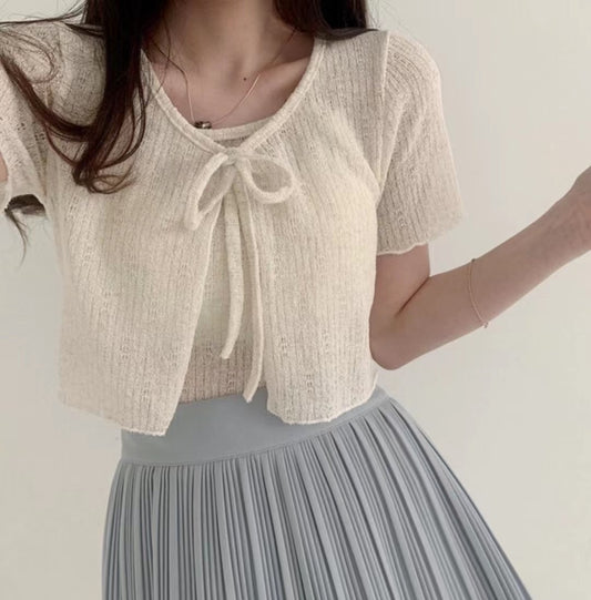 透膚涼薄綁帶兩件套