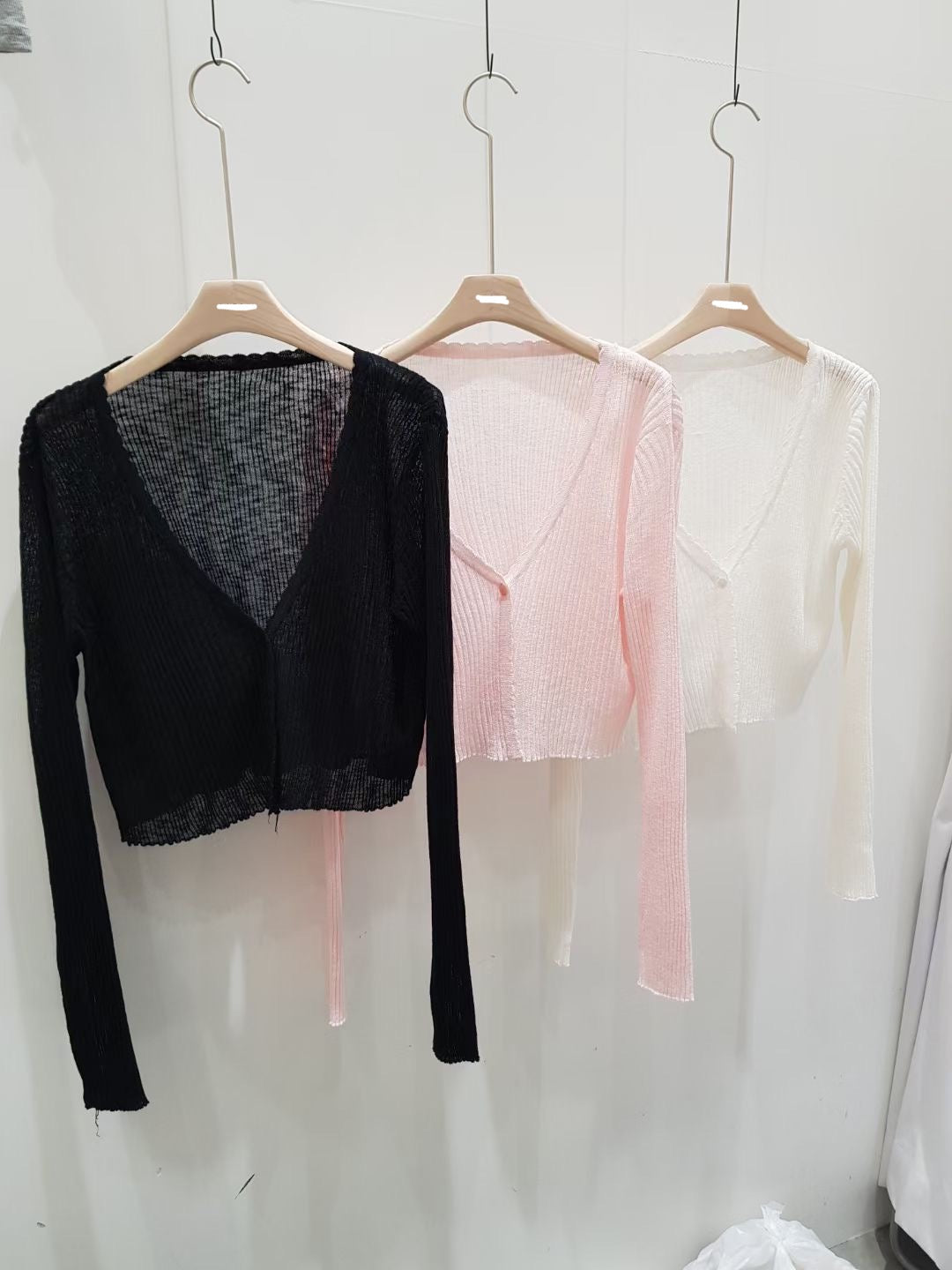 See Through Crop Knit Cardigans