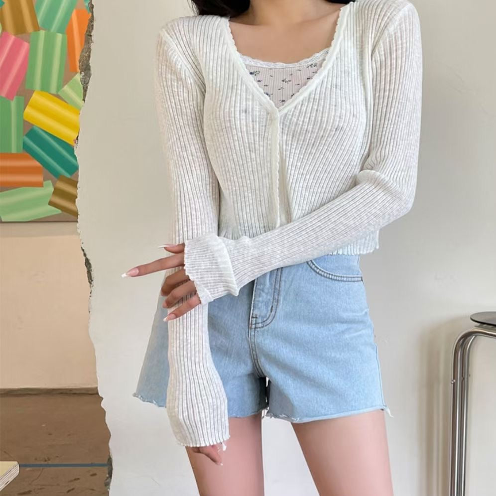 See Through Crop Knit Cardigans