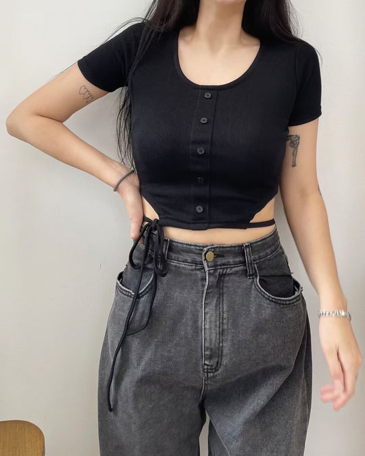 貼身綁帶露腰Crop Top