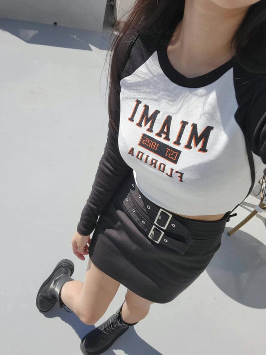 雙皮釦型格短裙