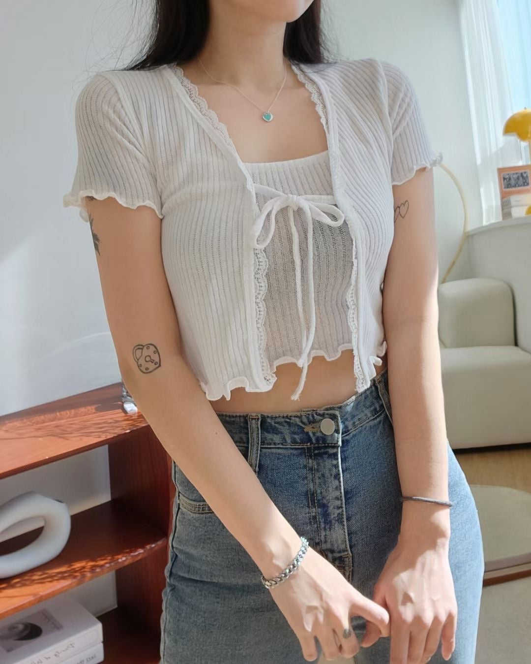 Lace Waffle Top