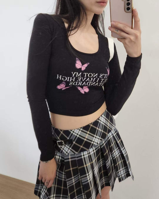 Butterfly Long Crop Tee