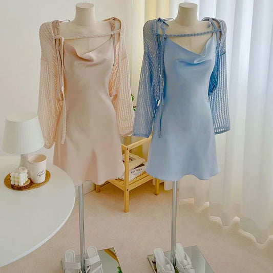 鏤空針織綁帶Cardigans