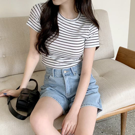 間條紋貼身Crop Top