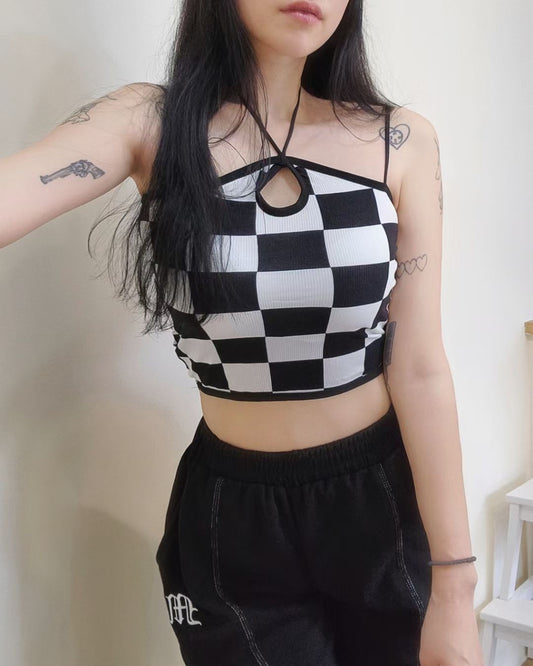 設計感棋盤格小背心