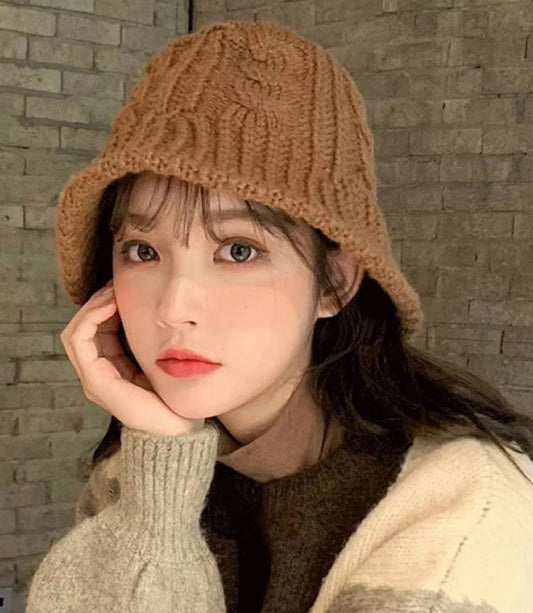 麻花針織漁夫帽