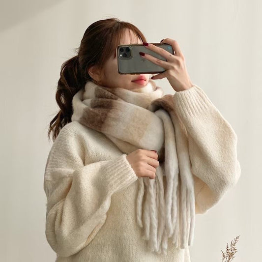 【超舒服】疊色漸變毛毛頸巾
