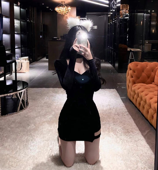 Sexy Black Velvet Dress