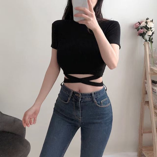 小性感露臍交叉綁帶Crop Top