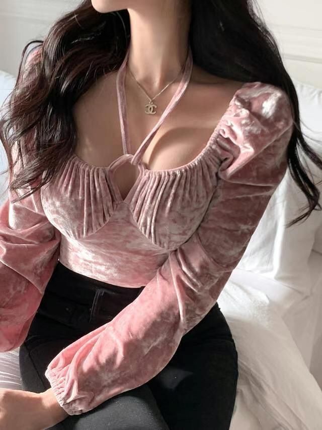 Cross Over Velvet Top