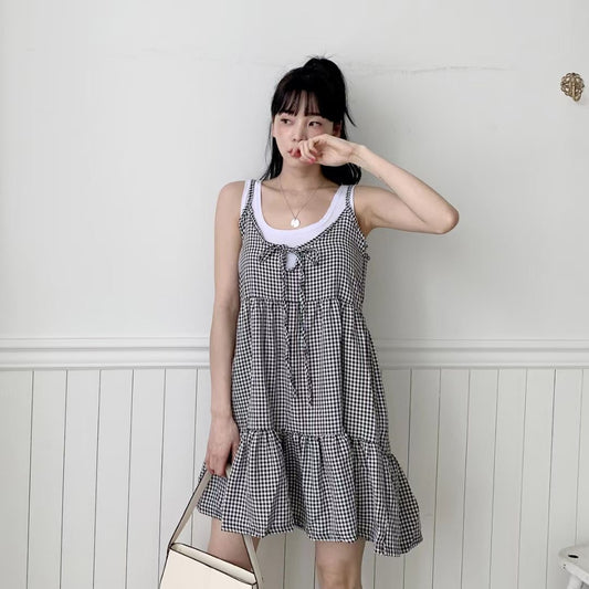 Baby Doll格紋吊帶Ops