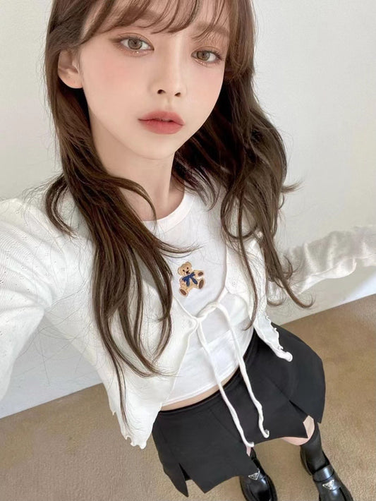 小熊刺繡Crop Tee